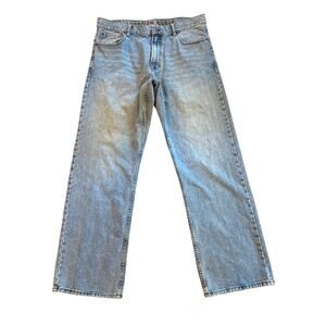 Vtg American Eagle Jeans Mens 36x34 Blue Loose Fit Baggy Distressed Light Wash